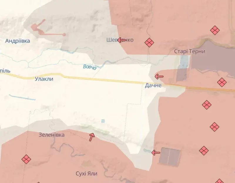 Противник представил такую карту контроля ВС РФ над частью Андреевки, которая возможна только при воздушно-десантной операции
